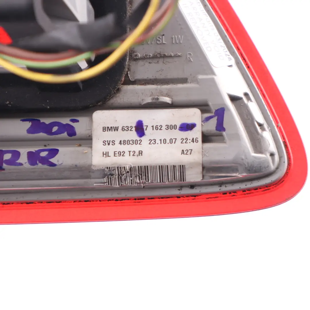  Luz TraseraBMW E92 Coupe Lampara En Tapa Maletero Porton Trasero Derecha - SKU 7162300-1 - Número de pieza 7162300