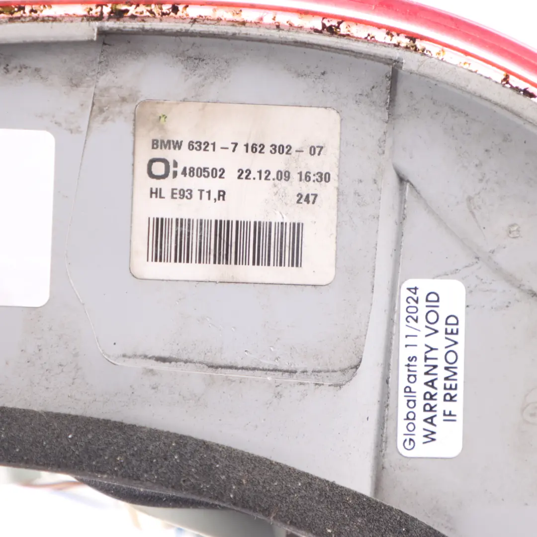 Light Lamp Panel Rear Right O/S to BMW E93 Convertible with Part number 7162302 BMW E93 Convertible Light Lamp Panel Rear Right O/S - SKU 7162302-1 - Part number 7162302