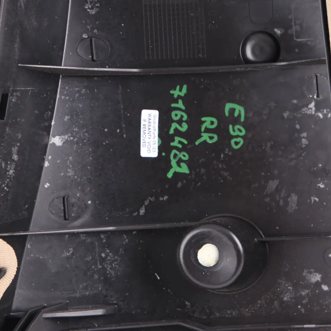 Lateral Trim Panel Cover Rear Right Seat O/S Cloth Beige to BMW E90 with Part number 7162482 BMW E90 Lateral Trim Panel Cover Rear Right Seat O/S Cloth Beige - SKU 7162482 - Part number 7162482