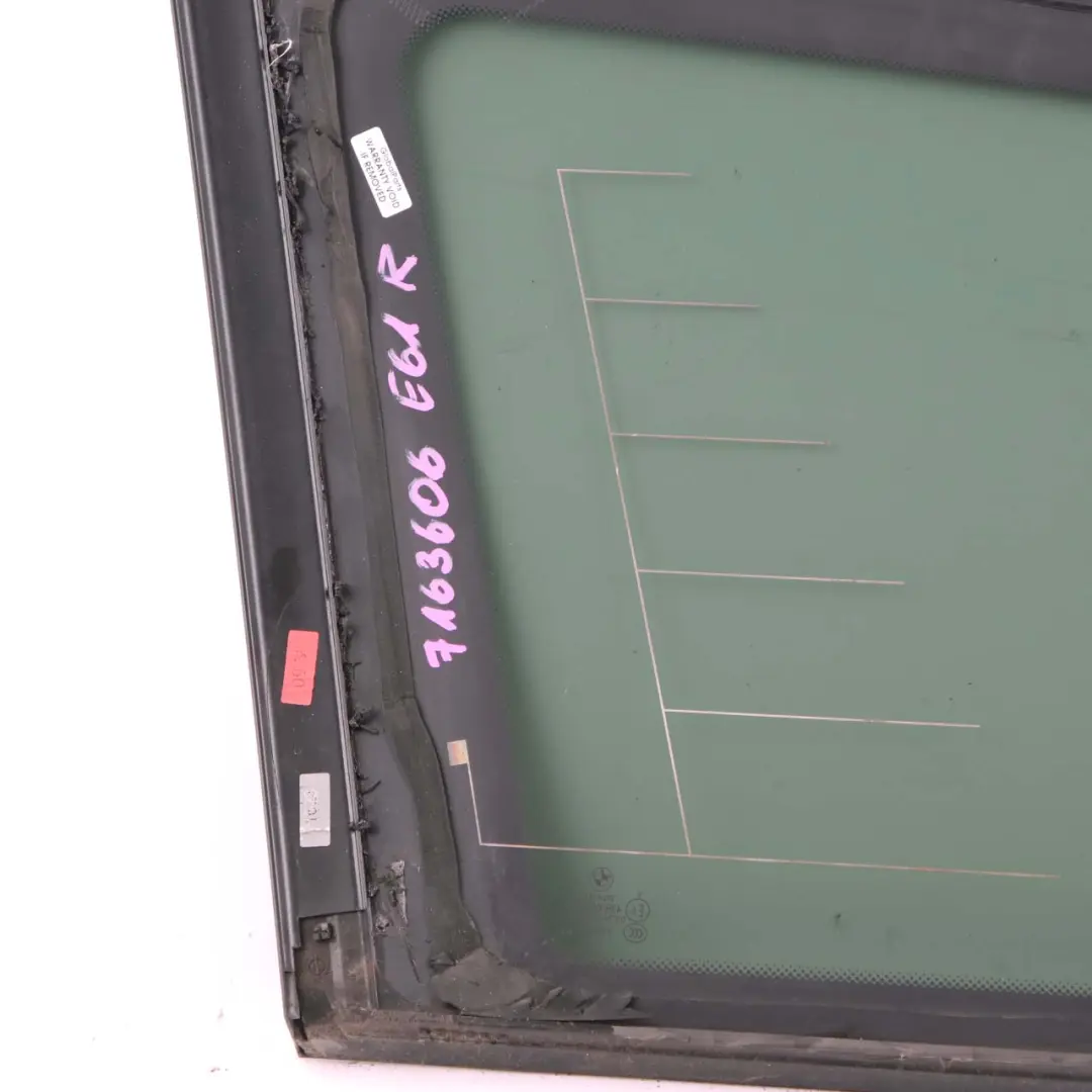  Window Glass BMW E61 Touring Side Right O/S Door Trim Tinted Black AS3 - SKU 7163606 - Part number 7163606