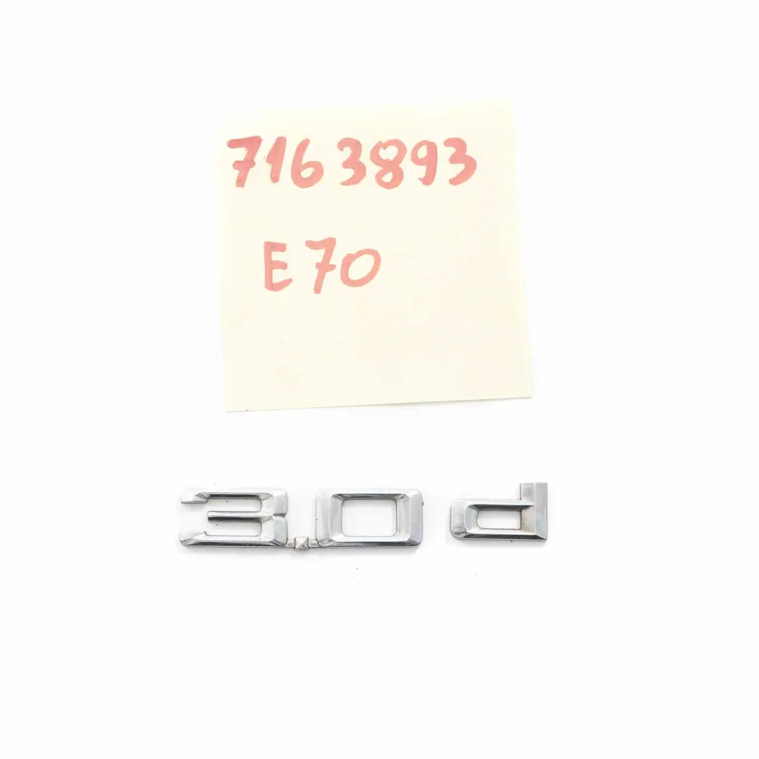 Schriftzug Emblem Frontkotflügel Kotflügel Logo 3.0d für BMW X5 E70 mit Teilenummer 7163893 BMW X5 E70 Schriftzug Emblem Frontkotflügel Kotflügel Logo 3.0d - SKU 7163893 - Teilenummer 7163893