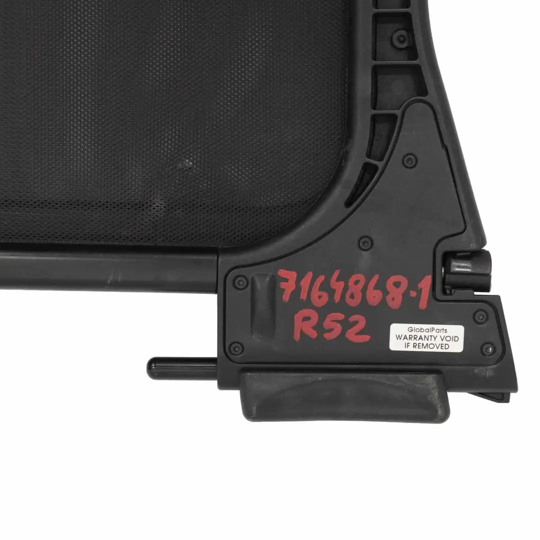 Deflector Mini R52 Convertible Rear Centre Protection Covering Mesh Screen to Wind with Part number 7164868 Wind Deflector Mini R52 Convertible Rear Centre Protection Covering Mesh Screen - SKU 7164868-1 - Part number 7164868