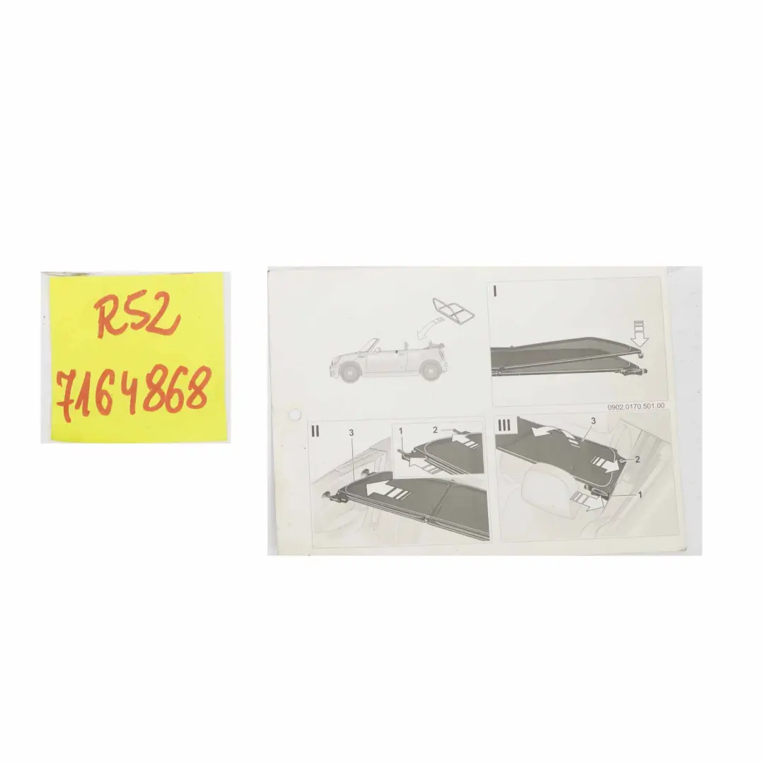 Deflector Mini R52 Convertible Rear Centre Protection Covering Mesh Screen to Wind with Part number 7164868 Wind Deflector Mini R52 Convertible Rear Centre Protection Covering Mesh Screen - SKU 7164868 - Part number 7164868