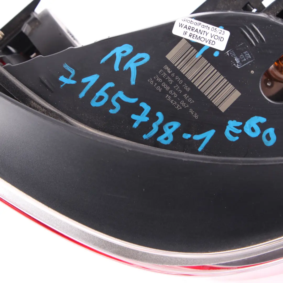 Luz Trasera Piloto Trasero Derecho Lado Trasero para BMW E60 con número de pieza 7165738 BMW E60 Luz Trasera Piloto Trasero Derecho Lado Trasero - SKU 7165738-1 - Número de pieza 7165738