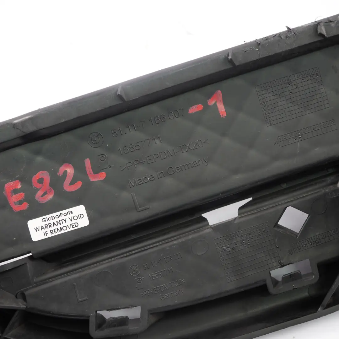 Griglia Paraurti Anteriore Sinistra Copertura Pannello per BMW E82 E88 con numero di parte 7166607 BMW E82 E88 Griglia Paraurti Anteriore Sinistra Copertura Pannello - SKU 7166607-1 - Numero di parte 7166607