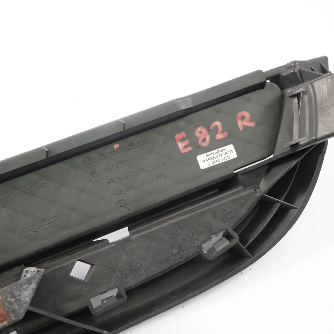 Grille pare-chocs Avant Droit Grill Panneau recouvrement pour BMW E82 E88 à propos du numéro de pièce 7166608 BMW E82 E88 Grille pare-chocs Avant Droit Grill Panneau recouvrement - SKU 7166608 - Numéro de pièce 7166608