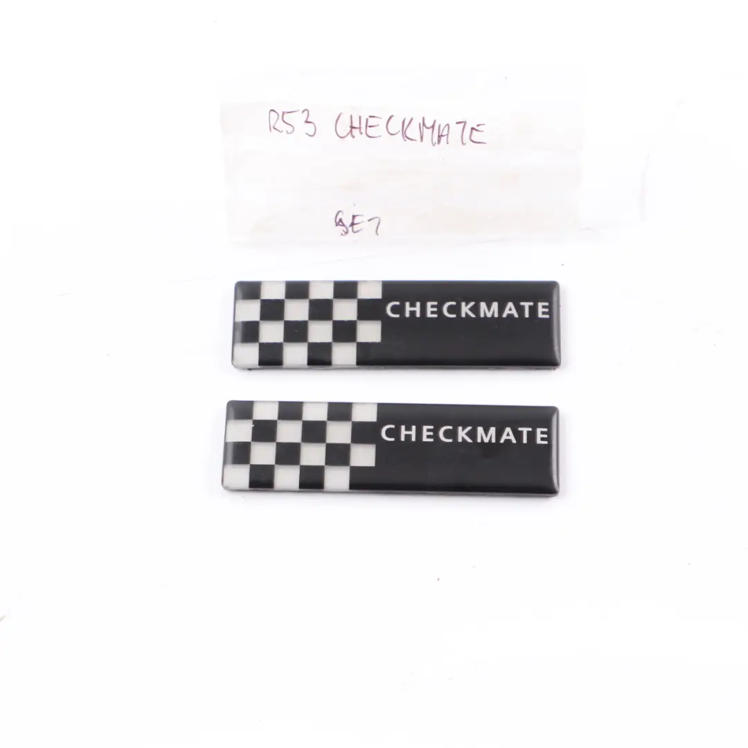 Mini R53 Cooper S Checkmate Rear Side Window Decals Plates Set - SKU 7168897 - Part number 7168897