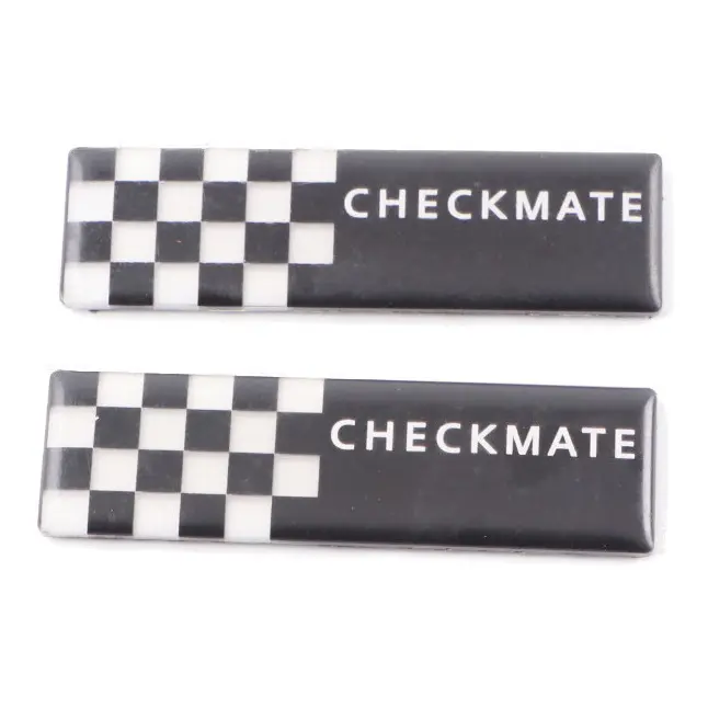 Checkmate Rear Side Window Decals Plates Set to Mini R53 Cooper S with Part number 7168897 Mini R53 Cooper S Checkmate Rear Side Window Decals Plates Set - SKU 7168897 - Part number 7168897