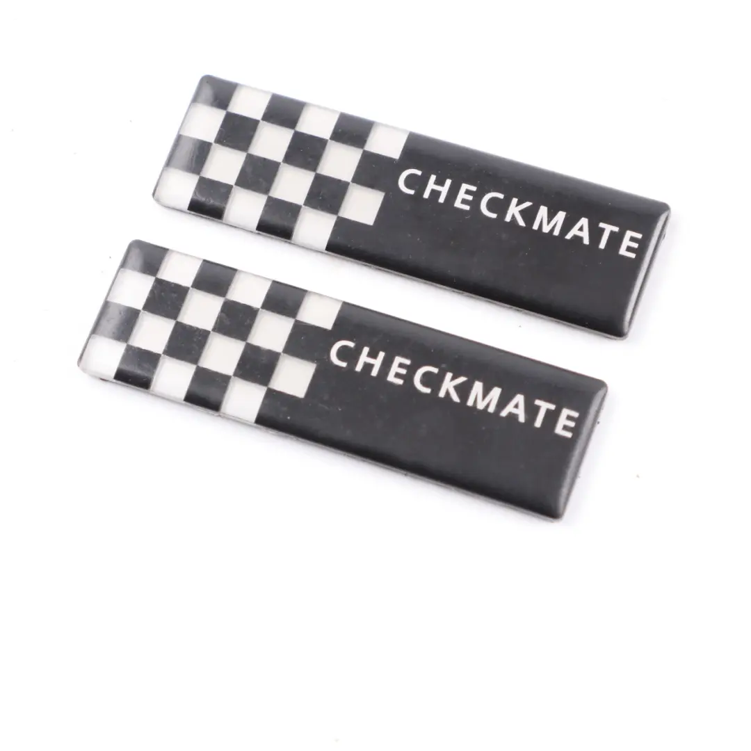 Checkmate Rear Side Window Decals Plates Set to Mini R53 Cooper S with Part number 7168897 Mini R53 Cooper S Checkmate Rear Side Window Decals Plates Set - SKU 7168897 - Part number 7168897