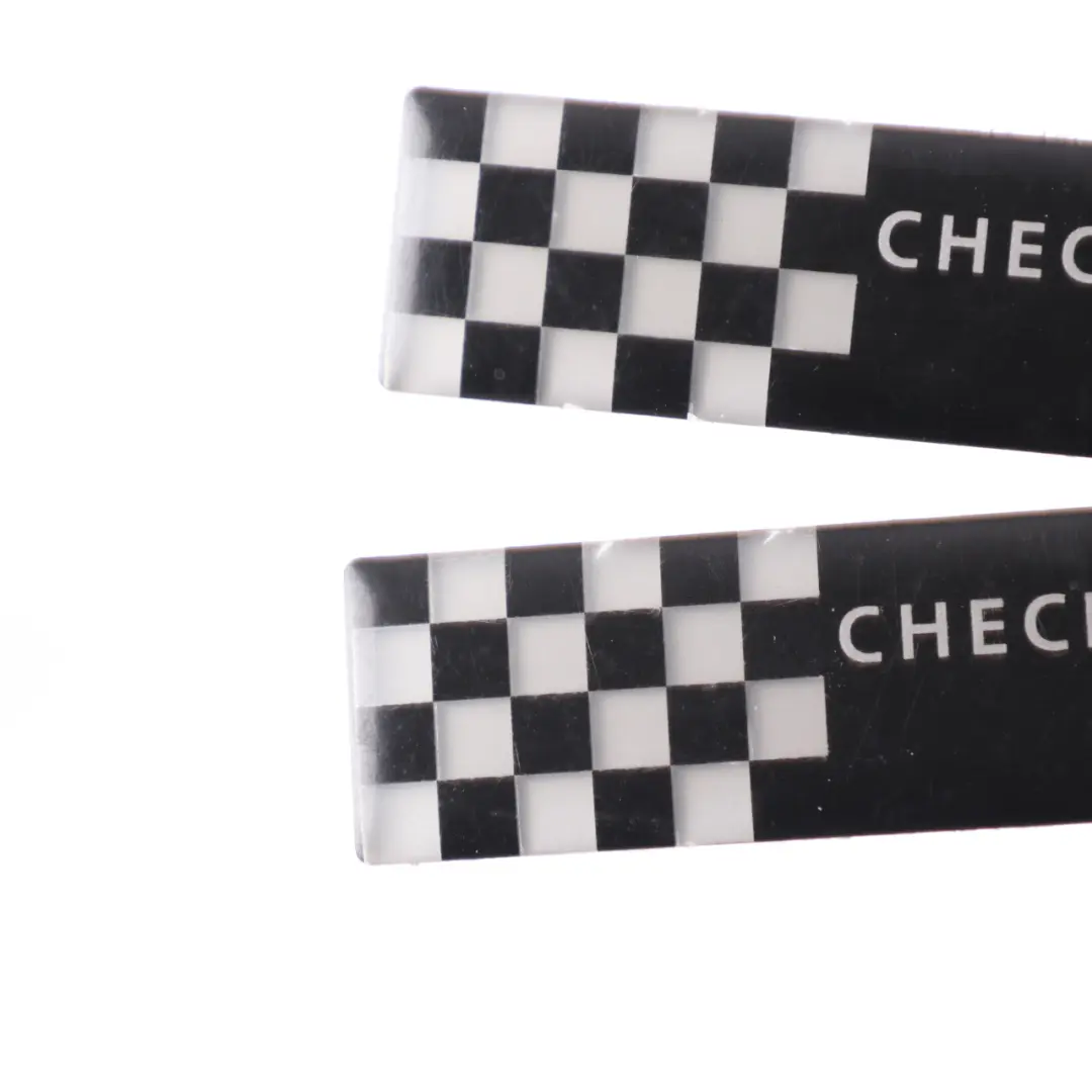 Checkmate Rear Side Window Decals Plates Set to Mini R53 Cooper S with Part number 7168897 Mini R53 Cooper S Checkmate Rear Side Window Decals Plates Set - SKU 7168897 - Part number 7168897