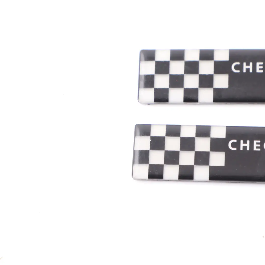 Checkmate Rear Side Window Decals Plates Set to Mini R53 Cooper S with Part number 7168897 Mini R53 Cooper S Checkmate Rear Side Window Decals Plates Set - SKU 7168897 - Part number 7168897