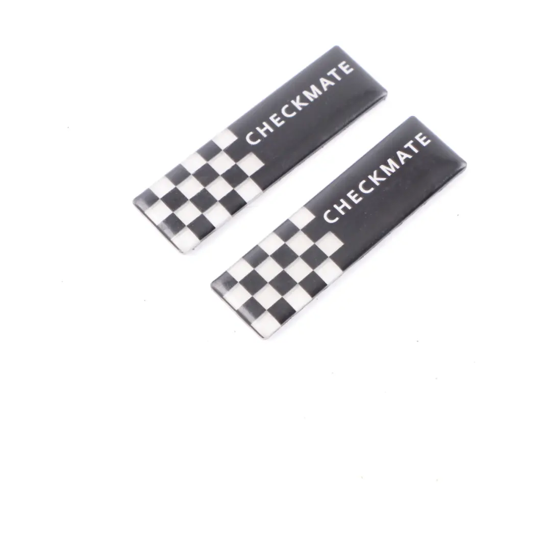 Checkmate Rear Side Window Decals Plates Set to Mini R53 Cooper S with Part number 7168897 Mini R53 Cooper S Checkmate Rear Side Window Decals Plates Set - SKU 7168897 - Part number 7168897