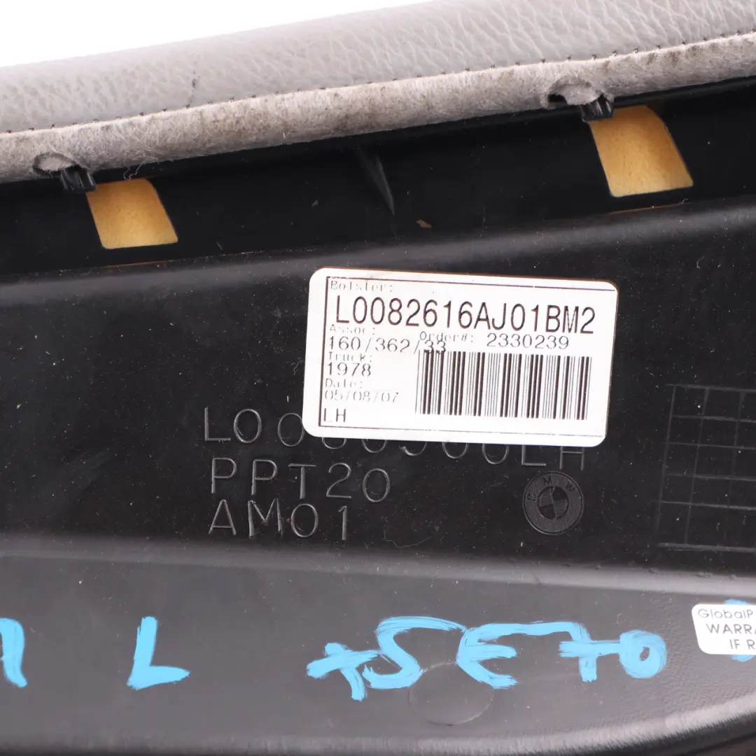 Lateral Trim Side Panel Rear Left N/S Seat Leather Nevada Grey to BMW X5 E70 with Part number 7171941 BMW X5 E70 Lateral Trim Side Panel Rear Left N/S Seat Leather Nevada Grey - SKU 7171941 - Part number 7171941