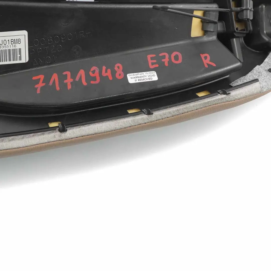 BMW X5 E70 Panneau latéral de siège arrière droit Finisher Cuir Nevada Camel - SKU 7171948 - Numéro de pièce 7171948