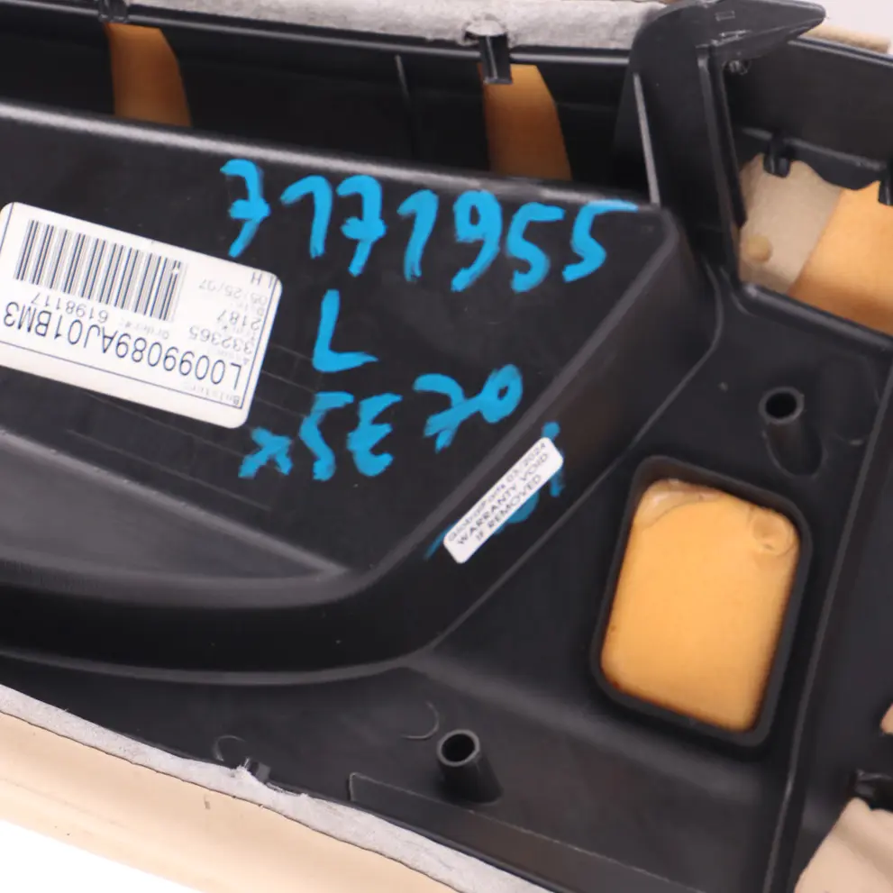 Lateral Trim Side Panel Rear Left N/S Seat Leather Nappa Beige to BMW X5 E70 with Part number 7171955 BMW X5 E70 Lateral Trim Side Panel Rear Left N/S Seat Leather Nappa Beige - SKU 7171955 - Part number 7171955