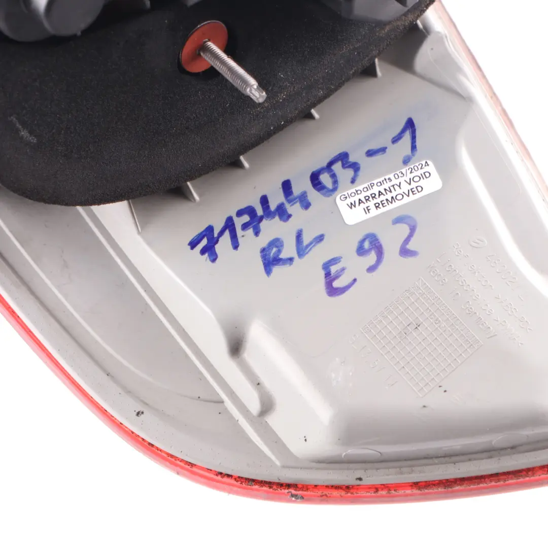 Luz Trasera Panel Lateral Izquierda Luz Trasera Tintada para BMW E92 con número de pieza 7174403 BMW E92 Luz Trasera Panel Lateral Izquierda Luz Trasera Tintada - SKU 7174403-1 - Número de pieza 7174403