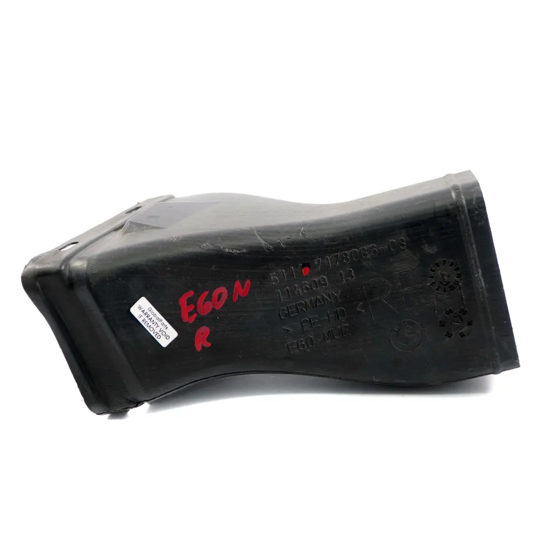 parachoques delantero derecho conducto De aire De freno para BMW E60 E61 LCI con número de pieza 7178086 BMW E60 E61 LCI parachoques delantero derecho conducto De aire De freno - SKU 7178086 - Número de pieza 7178086