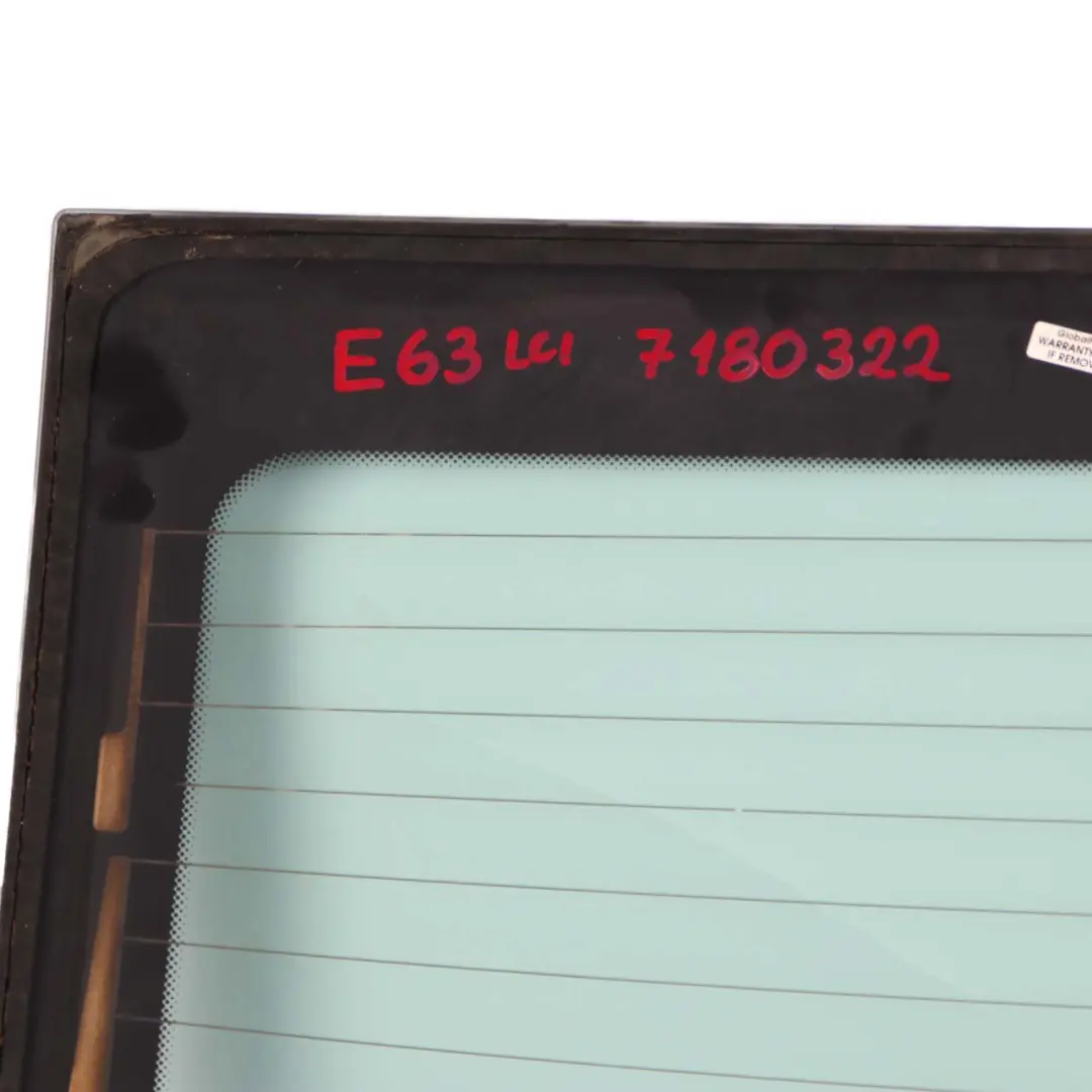 Boot Window Glazing Glass Cover Green AS2 to BMW 6 E63 LCI Coupe Rear with Part number 7180322 BMW 6 E63 LCI Coupe Rear Boot Window Glazing Glass Cover Green AS2 - SKU 7180322 - Part number 7180322