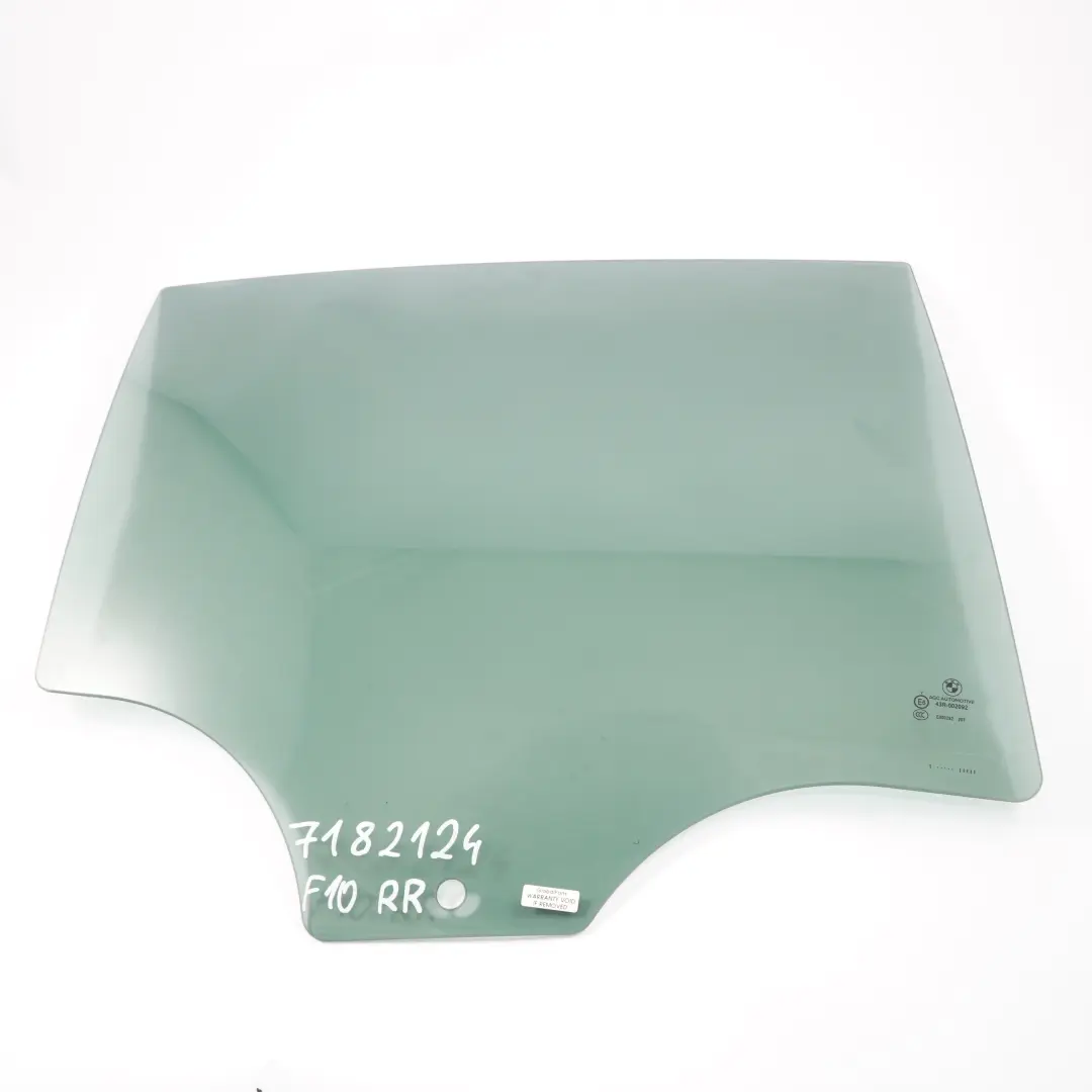 Side Window Glass Right Rear Door O/S SSG to BMW F10 with Part number 7182124 BMW F10 Side Window Glass Right Rear Door O/S SSG - SKU 7182124 - Part number 7182124