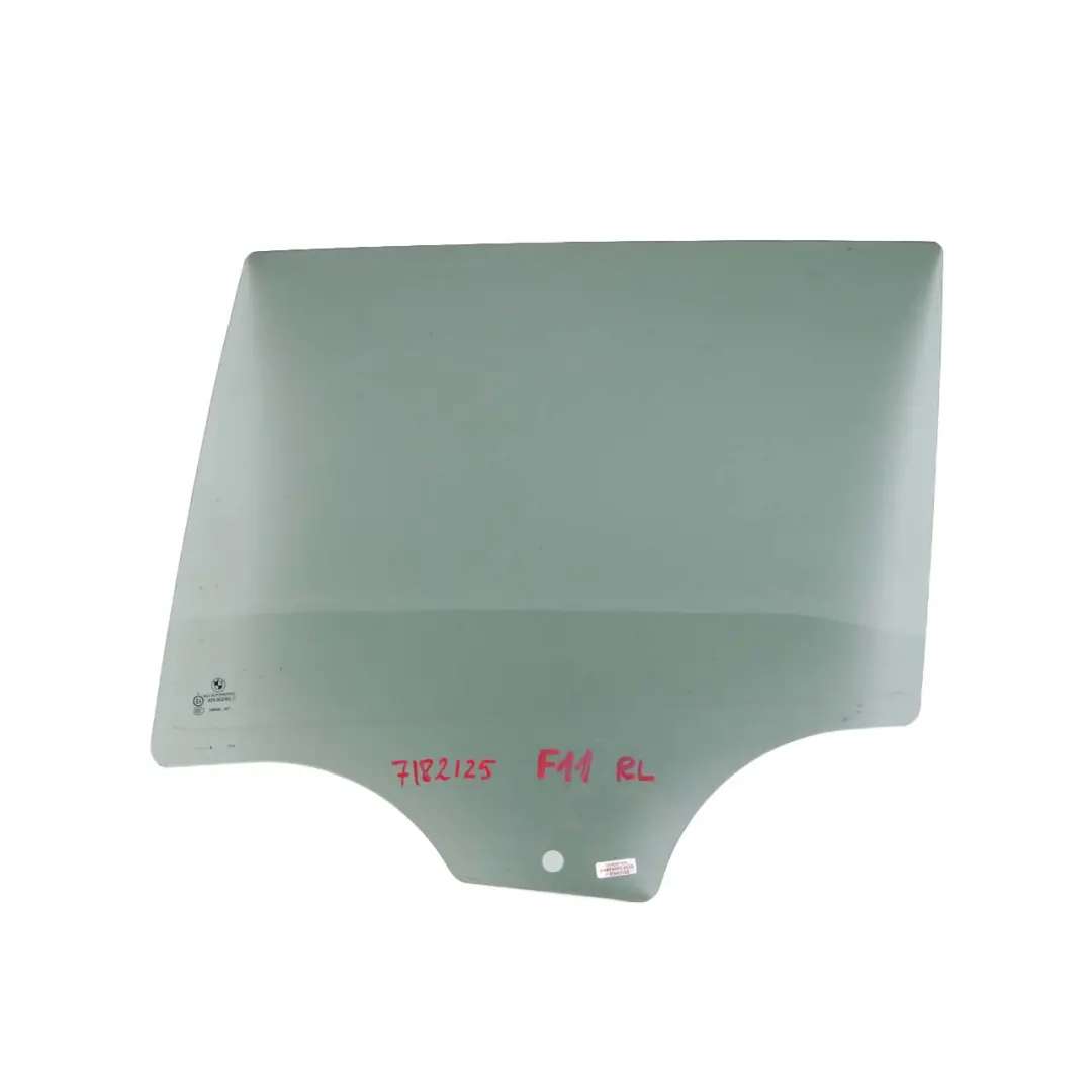 Puerta Ventana Vidrio Touring Trasera Izquierda Lado Verde SSG para BMW F11 con número de pieza 7182125 BMW F11 Puerta Ventana Vidrio Touring Trasera Izquierda Lado Verde SSG - SKU 7182125 - Número de pieza 7182125