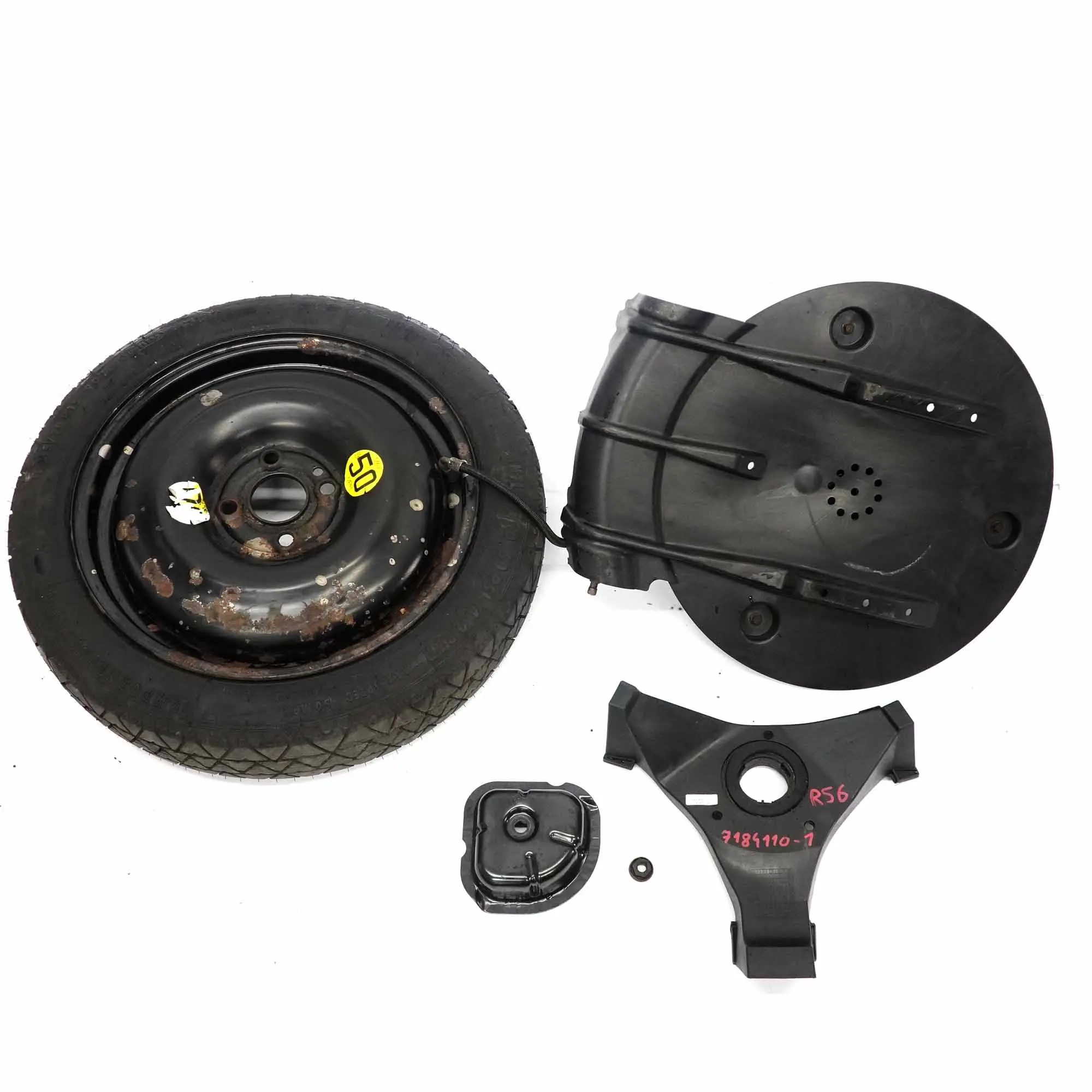 Mini Cooper R50 R52 R56 R58 Notrad-Notradabdeckung Halter Ersatzrad Set 6800205