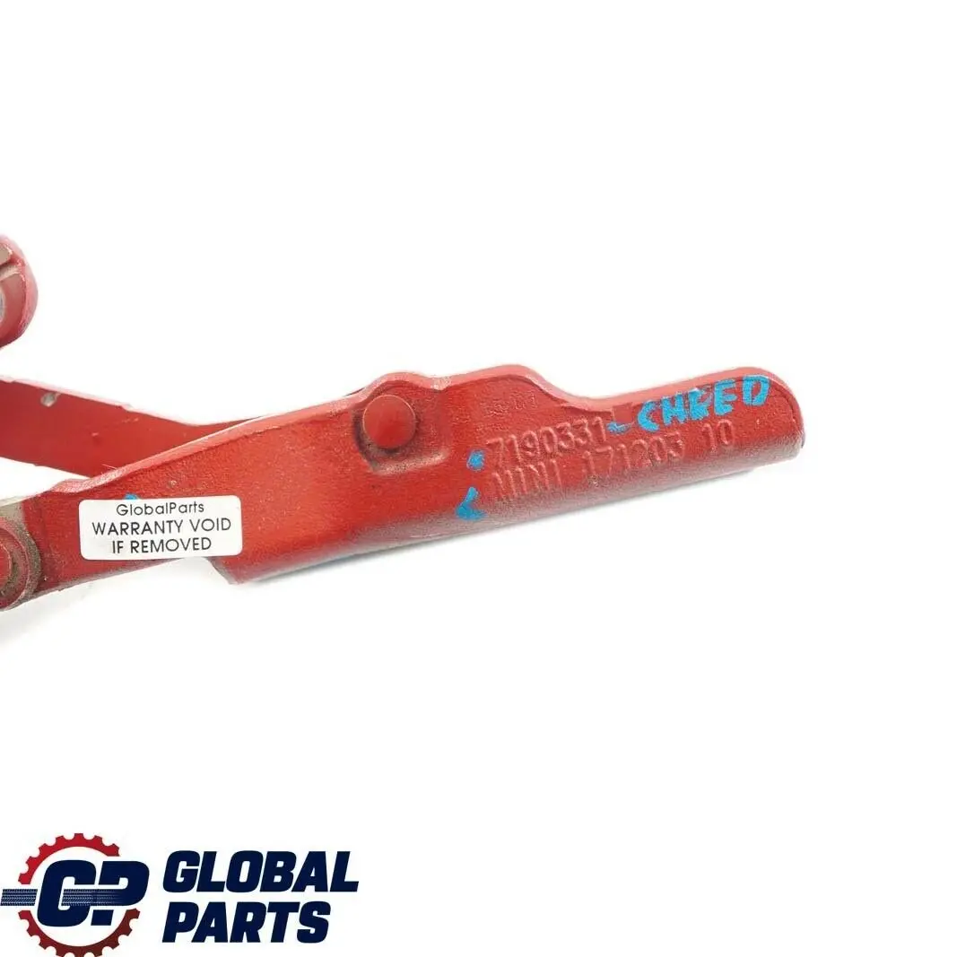 Charniere Hayon a Gauche Chili Red Rouge pour Mini Cooper Cabriolet R57 à propos du numéro de pièce 7190331 Mini Cooper Cabriolet R57 Charniere Hayon a Gauche Chili Red Rouge - SKU 7190331-CHRED - Numéro de pièce 7190331
