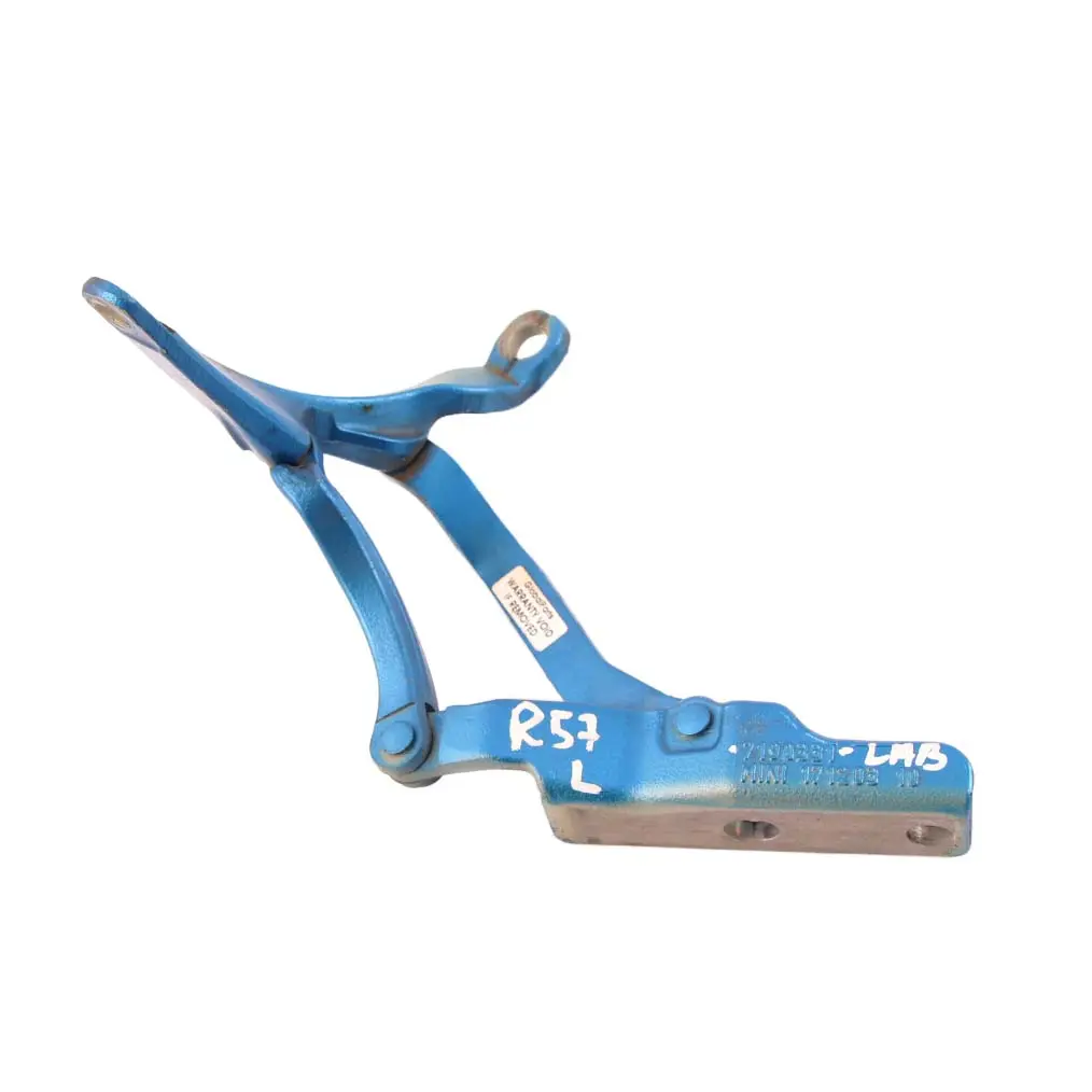 Maletero Izquierdo Portón Trasero Bisagra Laser Azul para Mini Cabrio R57 con número de pieza 7190331 Mini Cabrio R57 Maletero Izquierdo Portón Trasero Bisagra Laser Azul - SKU 7190331-LAB - Número de pieza 7190331