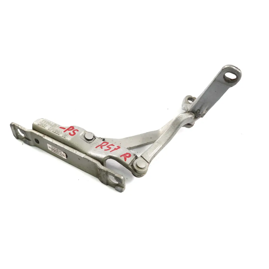 Maletero Porton Trasero Bisagra Derecha Plata Puro Metalizado - 900 para Mini R57 con número de pieza 7190332 Mini R57 Maletero Porton Trasero Bisagra Derecha Plata Puro Metalizado - 900 - SKU 7190332-PS - Número de pieza 7190332