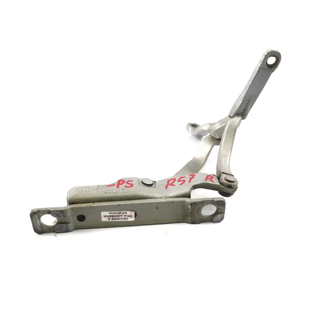 Charniere droite du coffre a bagages argent pur metallise - 900 pour Mini Cabrio R57 à propos du numéro de pièce 7190332 Mini Cabrio R57 Charniere droite du coffre a bagages argent pur metallise - 900 - SKU 7190332-PS - Numéro de pièce 7190332