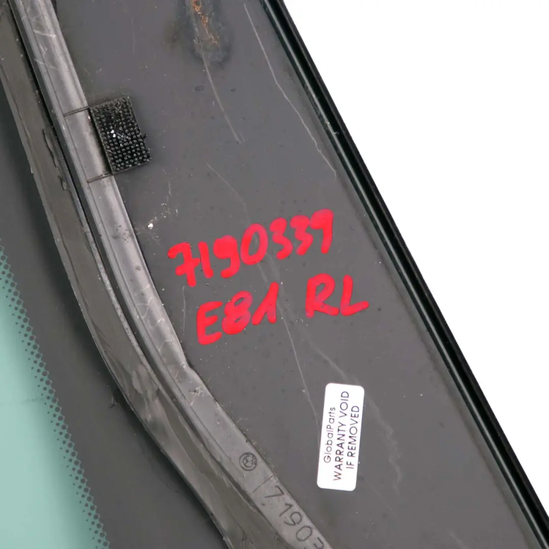 Left Door N/S Side Window Glass Black AS3 Trim to BMW 1 Series E81 Rear with Part number 7190339 BMW 1 Series E81 Rear Left Door N/S Side Window Glass Black AS3 Trim - SKU 7190339 - Part number 7190339