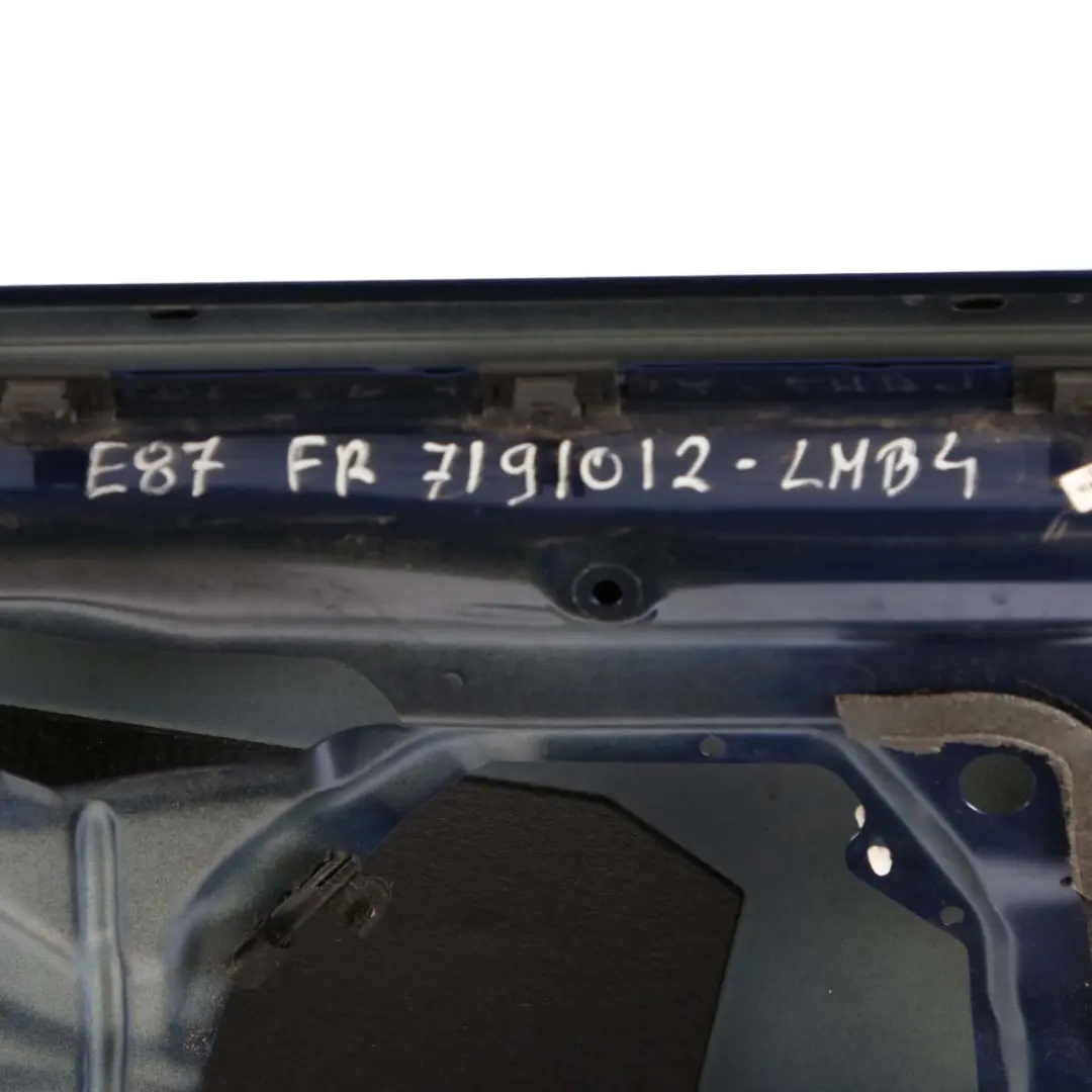 Door Front Right O/S Le Mans Blau Blue Metallic - 381 to BMW 1 Series E87 4 with Part number 7191012 BMW 1 Series E87 4 Door Front Right O/S Le Mans Blau Blue Metallic - 381 - SKU 7191012-LMB4 - Part number 7191012