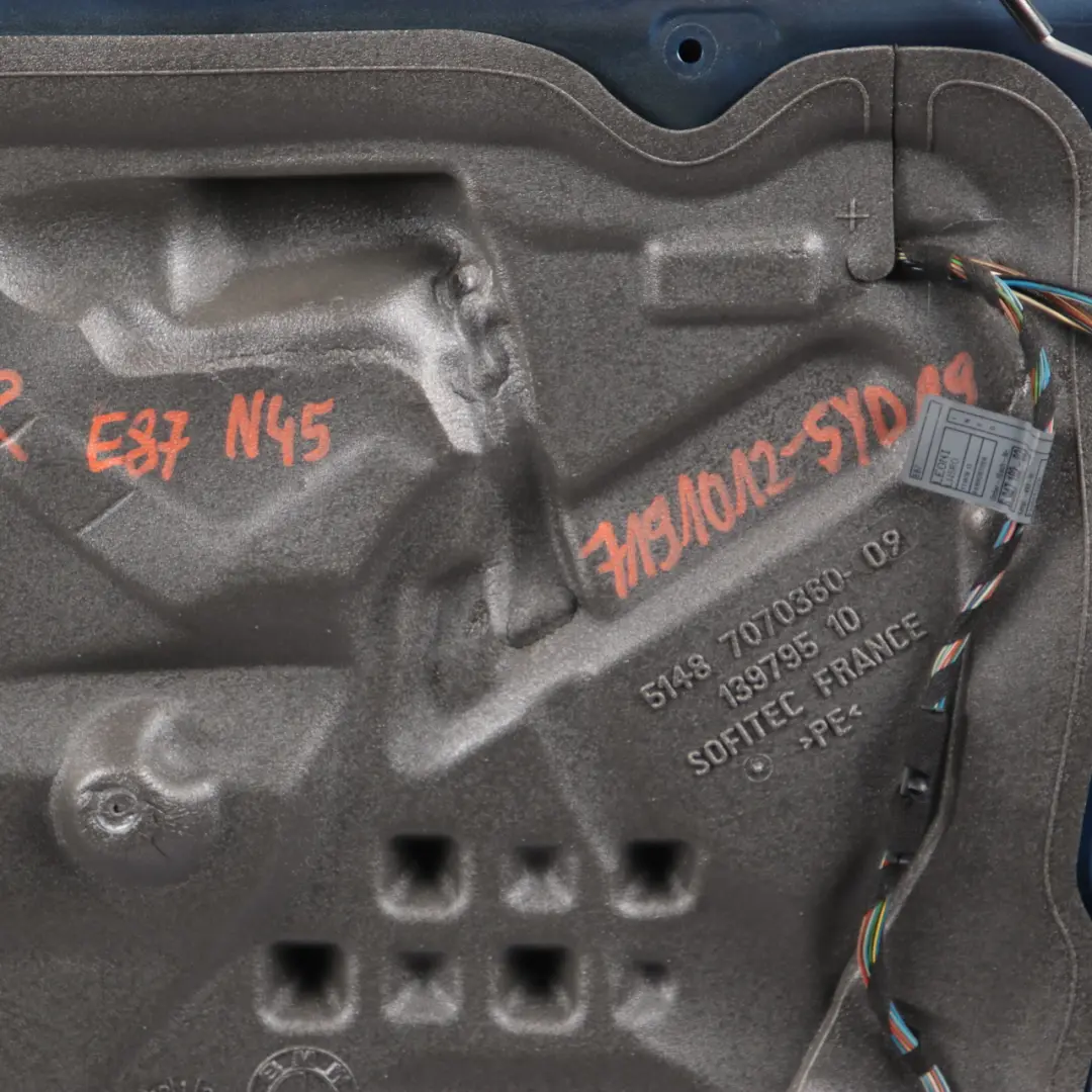 Door Front Right O/S Sydneyblau Sydney Blue Metallic - A19 to BMW E87 with Part number 41517191012 BMW E87 Door Front Right O/S Sydneyblau Sydney Blue Metallic - A19 - SKU 7191012-SYD19 - Part number 41517191012