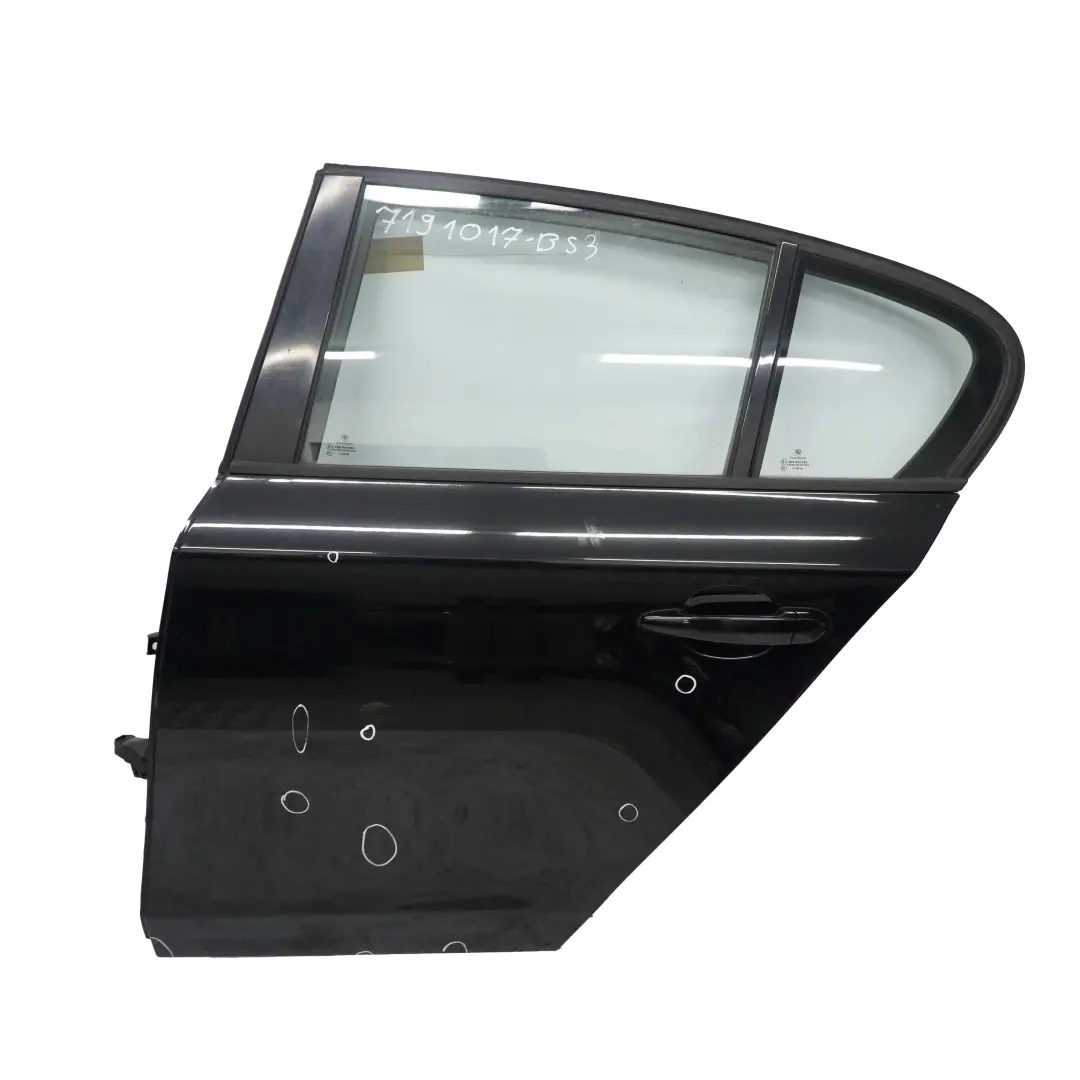 Door Rear Left N/S Covering Panel Black Sapphire Metallic - 475 to BMW E87 with Part number 7191017 BMW E87 Door Rear Left N/S Covering Panel Black Sapphire Metallic - 475 - SKU 7191017-BS3 - Part number 7191017