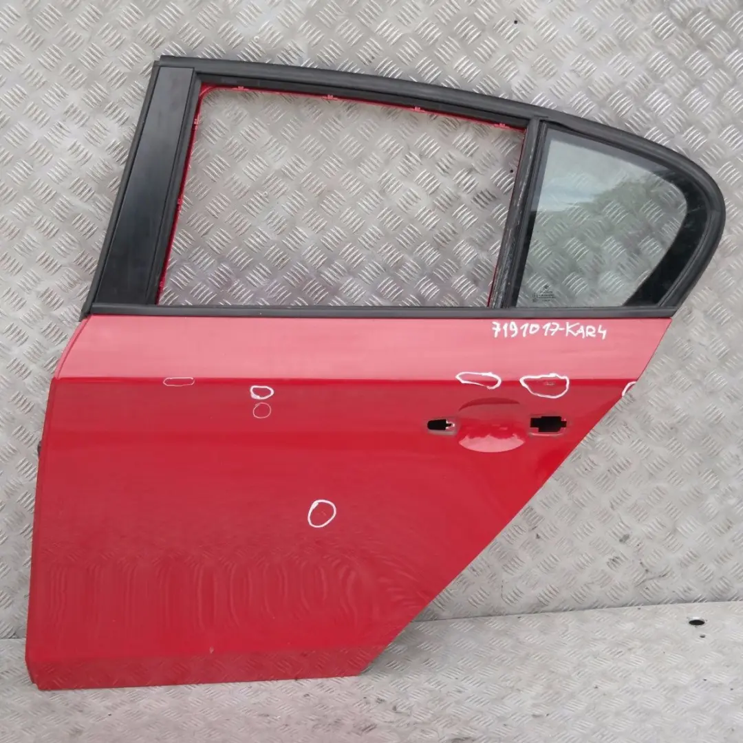 Door rear left N/S Karmesinrot Red Rot - A61 to BMW 1 SERIES 4 E87 E87N with Part number 7191017 BMW 1 SERIES 4 E87 E87N Door rear left N/S Karmesinrot Red Rot - A61 - SKU 7191017-KAR4 - Part number 7191017