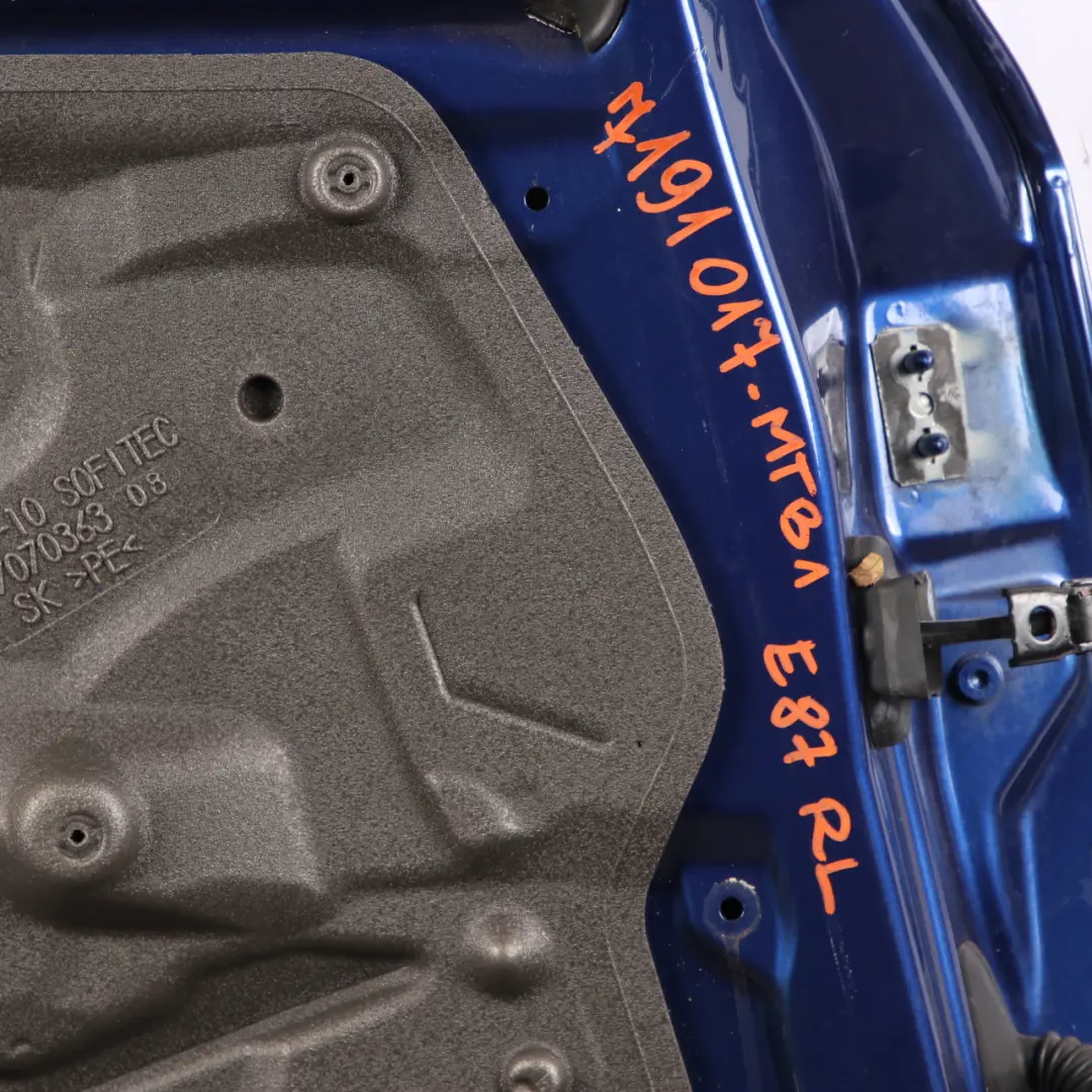 Door Rear Left N/S Montegoblau Montego Blau Blue Metallic - A51 to BMW E87 E87N with Part number 7191017 BMW E87 E87N Door Rear Left N/S Montegoblau Montego Blau Blue Metallic - A51 - SKU 7191017-MTB1 - Part number 7191017