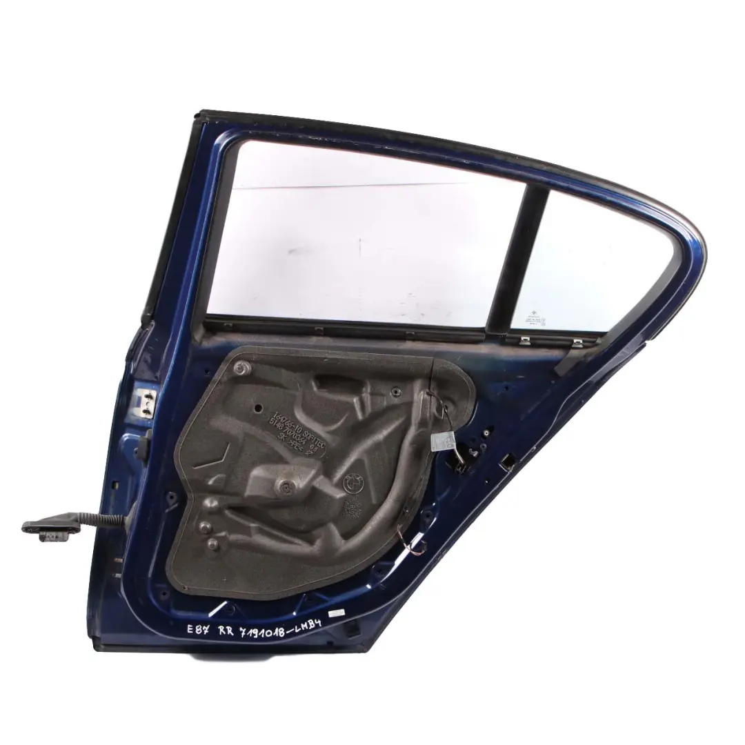 Door Rear Right O/S Le Mans Blau Blue Metallic - 381 to BMW 1 Series E87 4 with Part number 7191018 BMW 1 Series E87 4 Door Rear Right O/S Le Mans Blau Blue Metallic - 381 - SKU 7191018-LMB4 - Part number 7191018