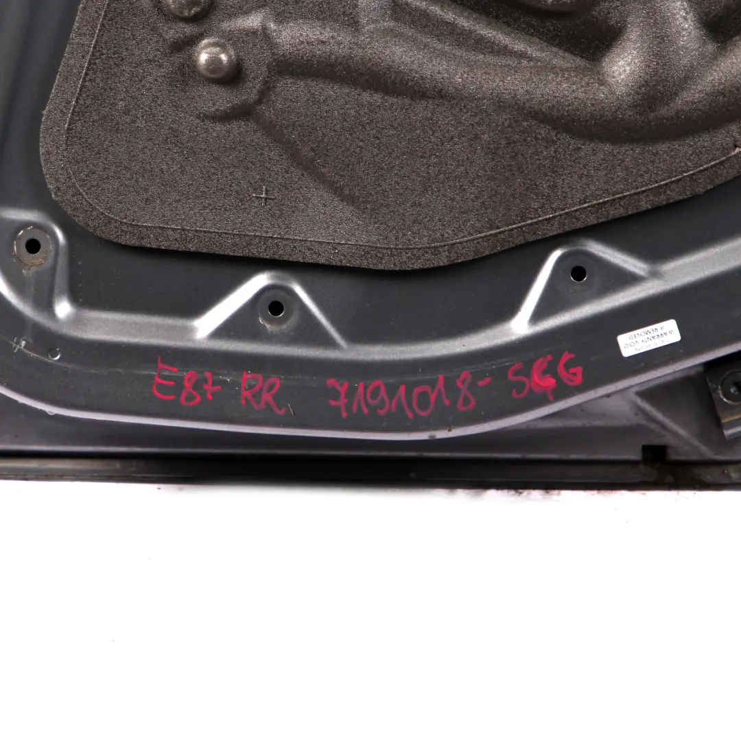 Door Rear Right O/S Spacegrau Space Grey Metallic - A52 to BMW 1 E87 with Part number 7191018 BMW 1 E87 Door Rear Right O/S Spacegrau Space Grey Metallic - A52 - SKU 7191018-SCG - Part number 7191018