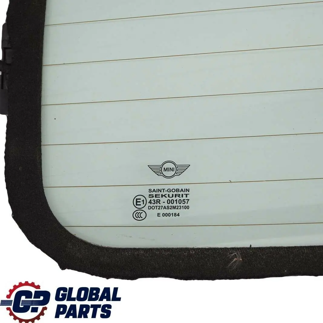 Ventana Trasera Techo Convertible Plegable Vidrio AS2 para Mini Cooper R57 Cabrio con número de pieza 7191145 Mini Cooper R57 Cabrio Ventana Trasera Techo Convertible Plegable Vidrio AS2 - SKU 7191145-3 - Número de pieza 7191145