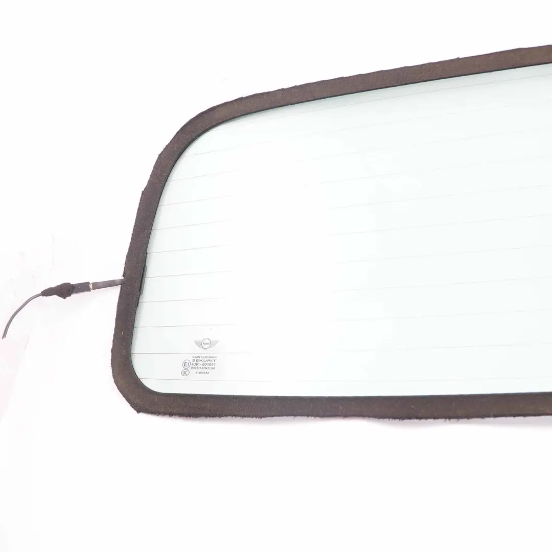 Ventana Trasera Techo Convertible Plegable Vidrio AS2 para Mini Cooper R57 Cabrio con número de pieza 7191145 Mini Cooper R57 Cabrio Ventana Trasera Techo Convertible Plegable Vidrio AS2 - SKU 7191145-5 - Número de pieza 7191145