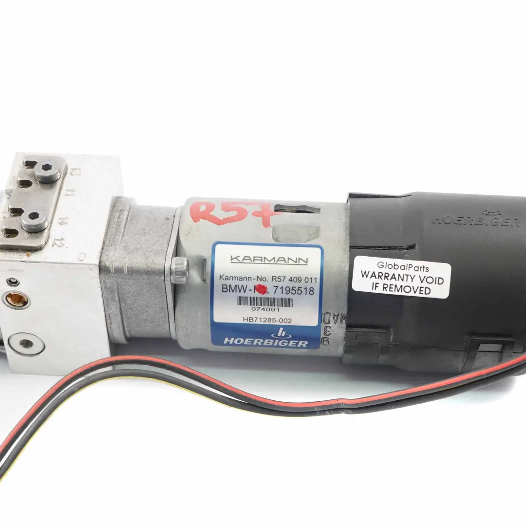 Hydralic Techo Elevador Motor Bomba para Mini Cooper R57 Cabrio Convertible con número de pieza 7195518 Mini Cooper R57 Cabrio Convertible Hydralic Techo Elevador Motor Bomba - SKU 7195518 - Número de pieza 7195518