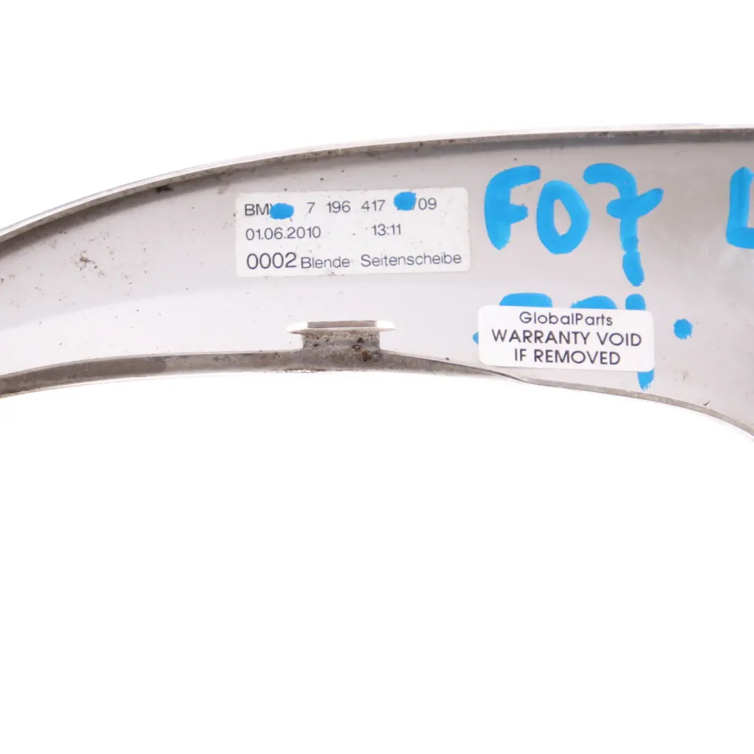  Side Window Strip BMW F07 GT Rear Left N/S Covering Panel Chrome - SKU 7196417 - Part number 7196417