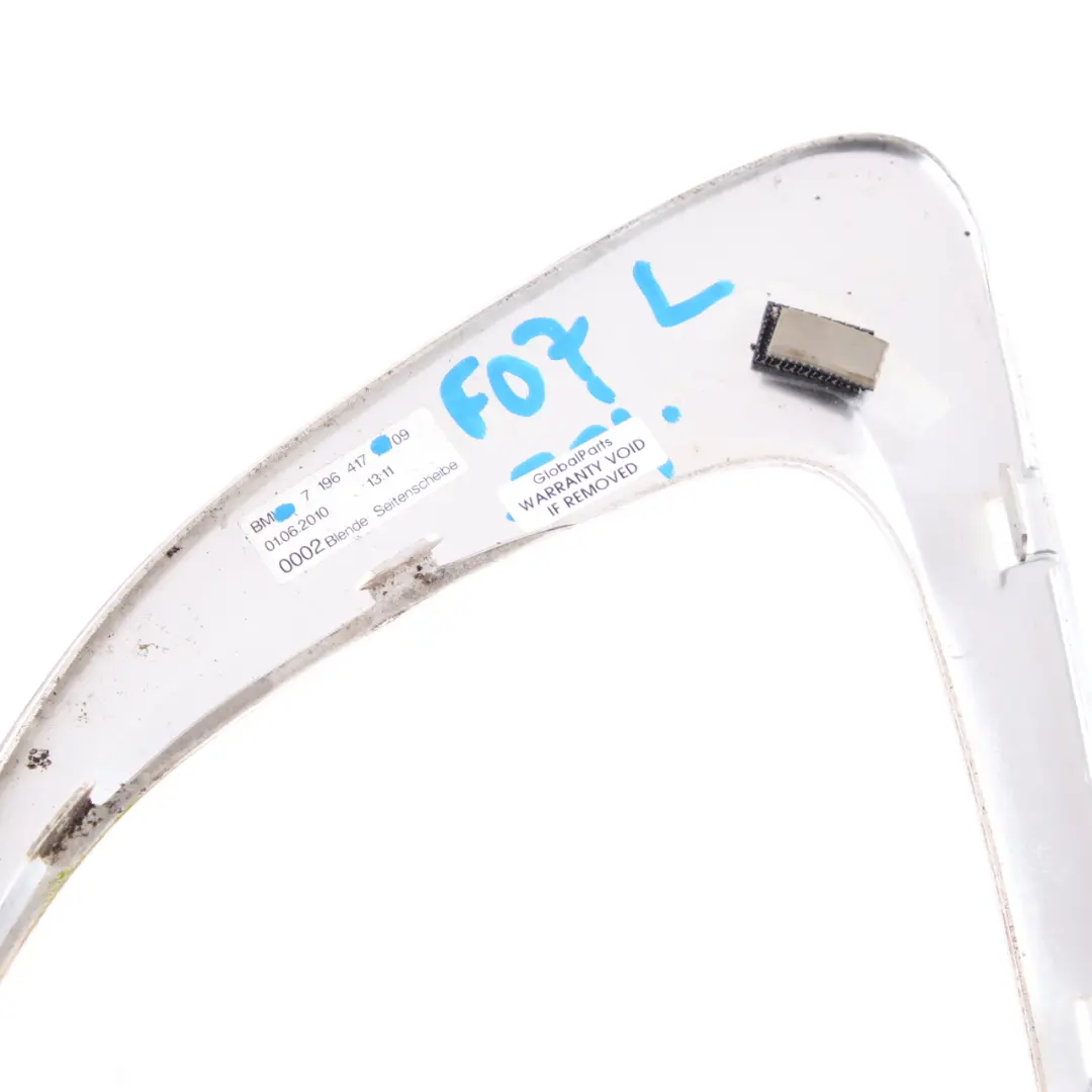 Side Window Strip BMW F07 GT Rear Left N/S Covering Panel Chrome to with Part number 7196417 Side Window Strip BMW F07 GT Rear Left N/S Covering Panel Chrome - SKU 7196417 - Part number 7196417