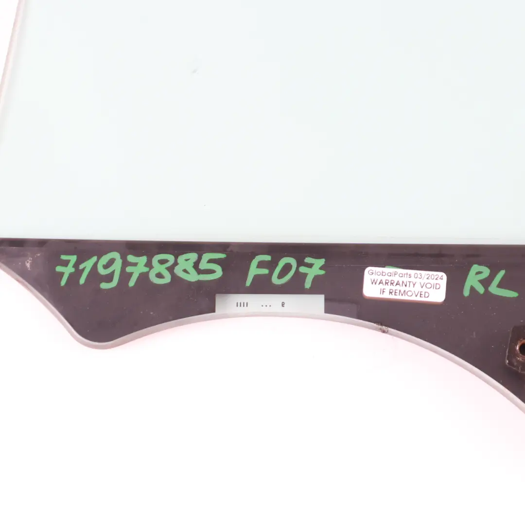 BMW F07 GT Rear Door Glass Fixed Window Left Glazing AS2 Green - SKU 7197885 - Part number 7197885