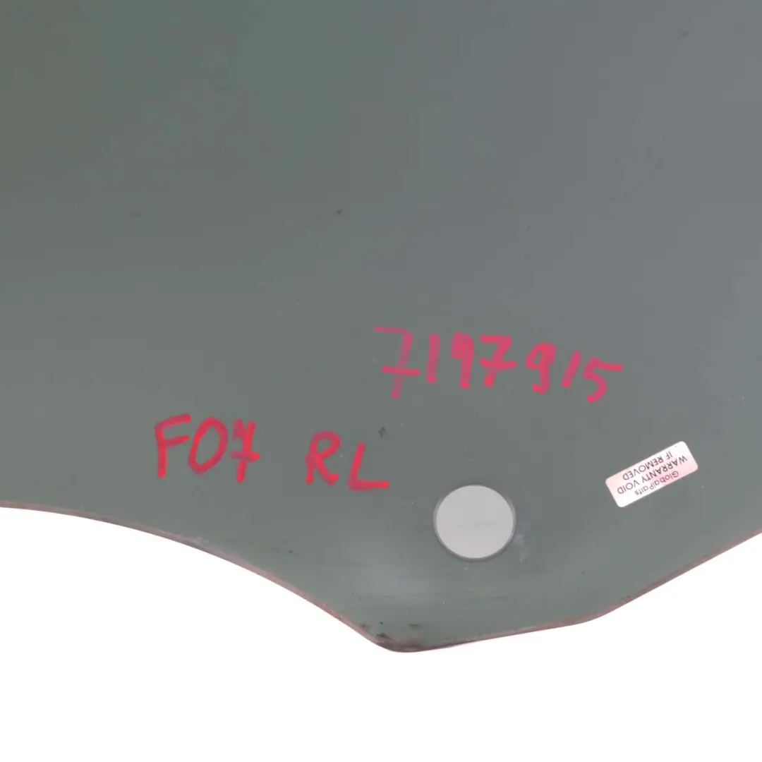 Left Door N/S Side Window Glass Green SSG to BMW 5 Series F07 GT Rear with Part number 7197915 BMW 5 Series F07 GT Rear Left Door N/S Side Window Glass Green SSG - SKU 7197915 - Part number 7197915