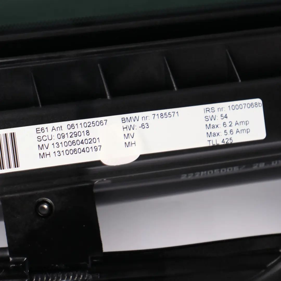 Panoramic Sunroof BMW E61 Touring Complete Sliding Glass Roof Unit Black to with Part number 7198980 Panoramic Sunroof BMW E61 Touring Complete Sliding Glass Roof Unit Black - SKU 7198980 - Part number 7198980