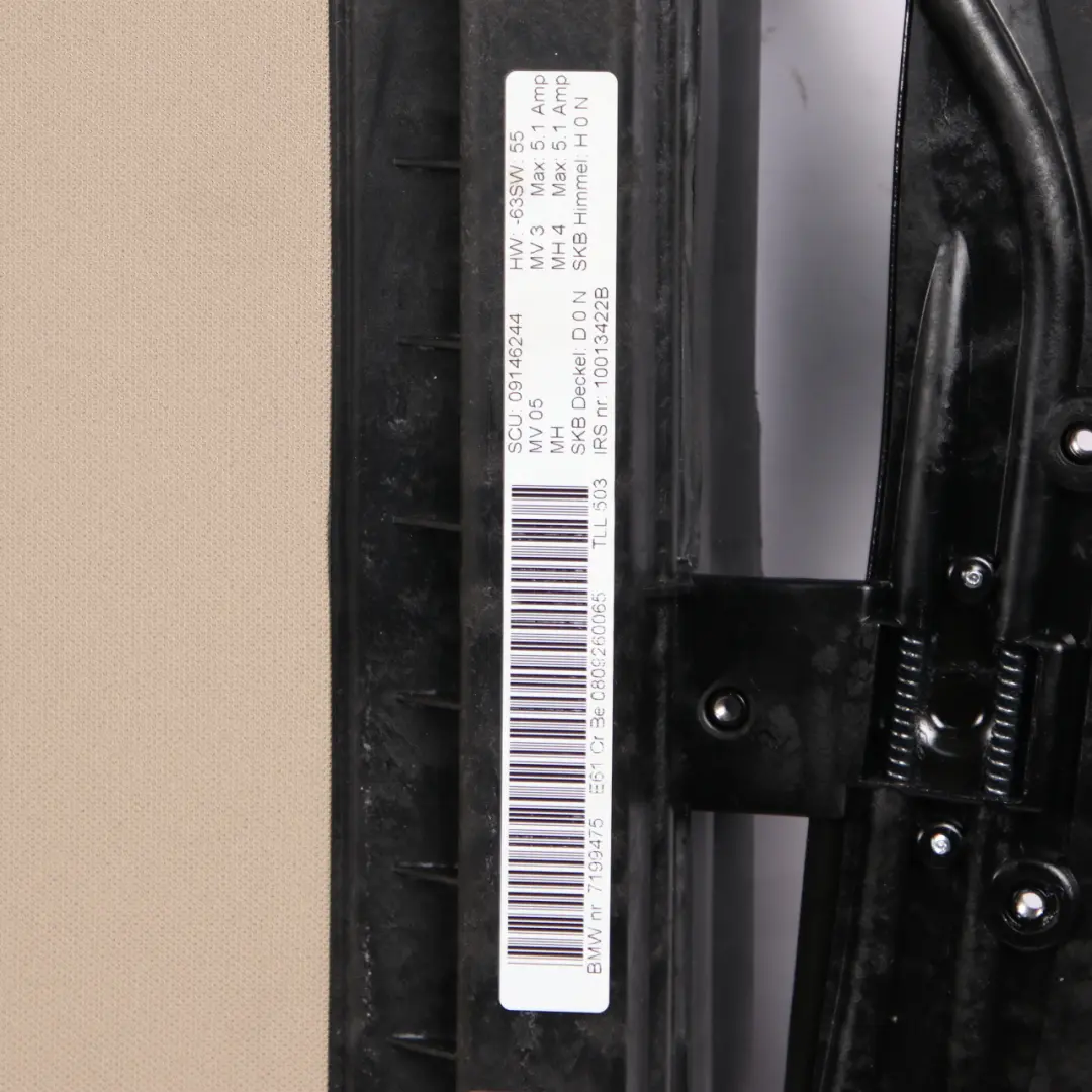 Panoramic Sunroof BMW E61 Touring Complete Sliding Glass Roof Unit Creambeige to with Part number 7199475 Panoramic Sunroof BMW E61 Touring Complete Sliding Glass Roof Unit Creambeige - SKU 7199475 - Part number 7199475