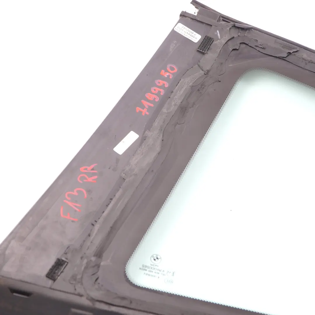 Ventana lateral cuarto de cristal trasero derecho verde AS2 para BMW F13 con número de pieza 7199950 BMW F13 Ventana lateral cuarto de cristal trasero derecho verde AS2 - SKU 7199950 - Número de pieza 7199950