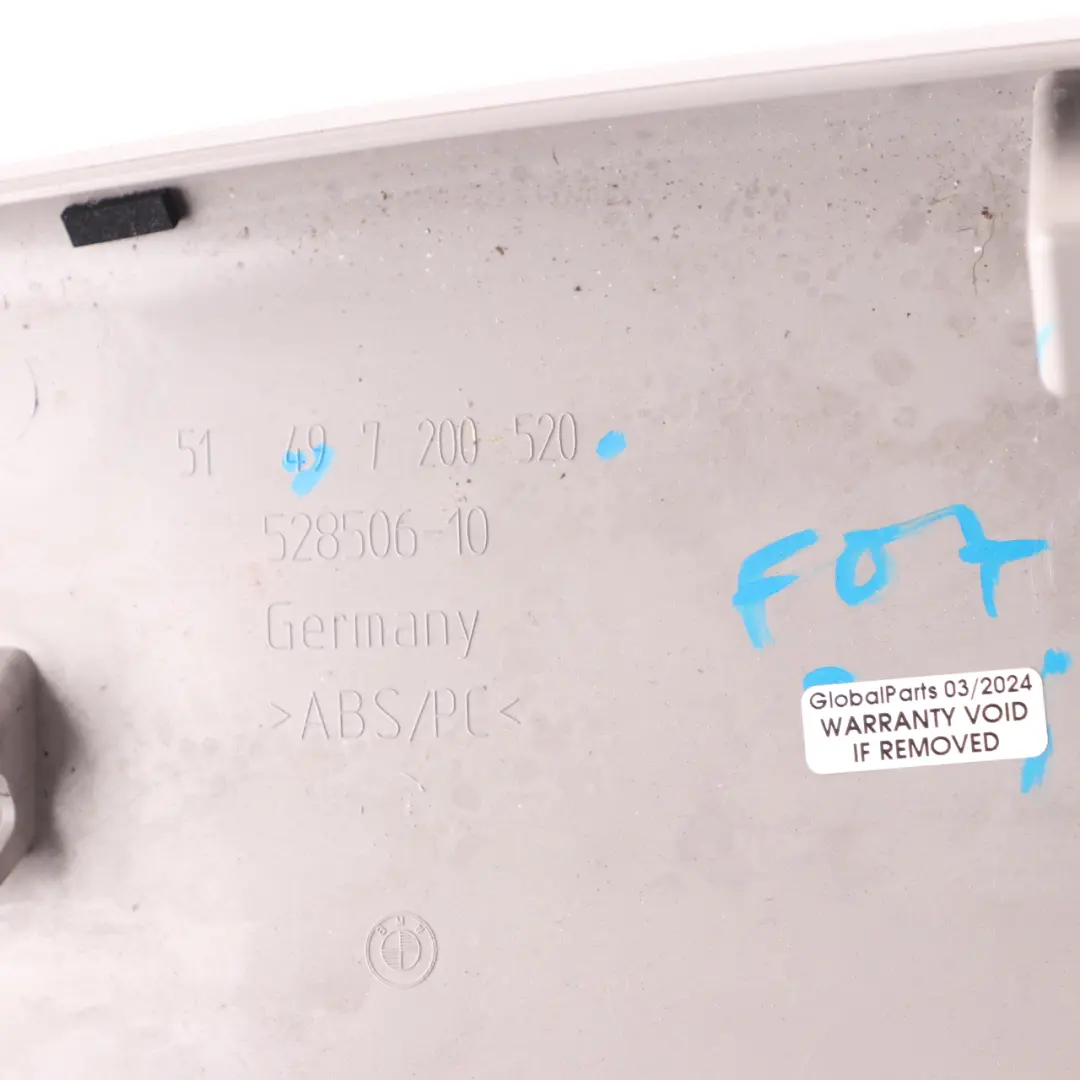 Panel BMW F07 Trunk Lid Interior Upper Trim Panel Cover Everest Grey to with Part number 7223690 Panel BMW F07 Trunk Lid Interior Upper Trim Panel Cover Everest Grey - SKU 7200520 - Part number 7223690