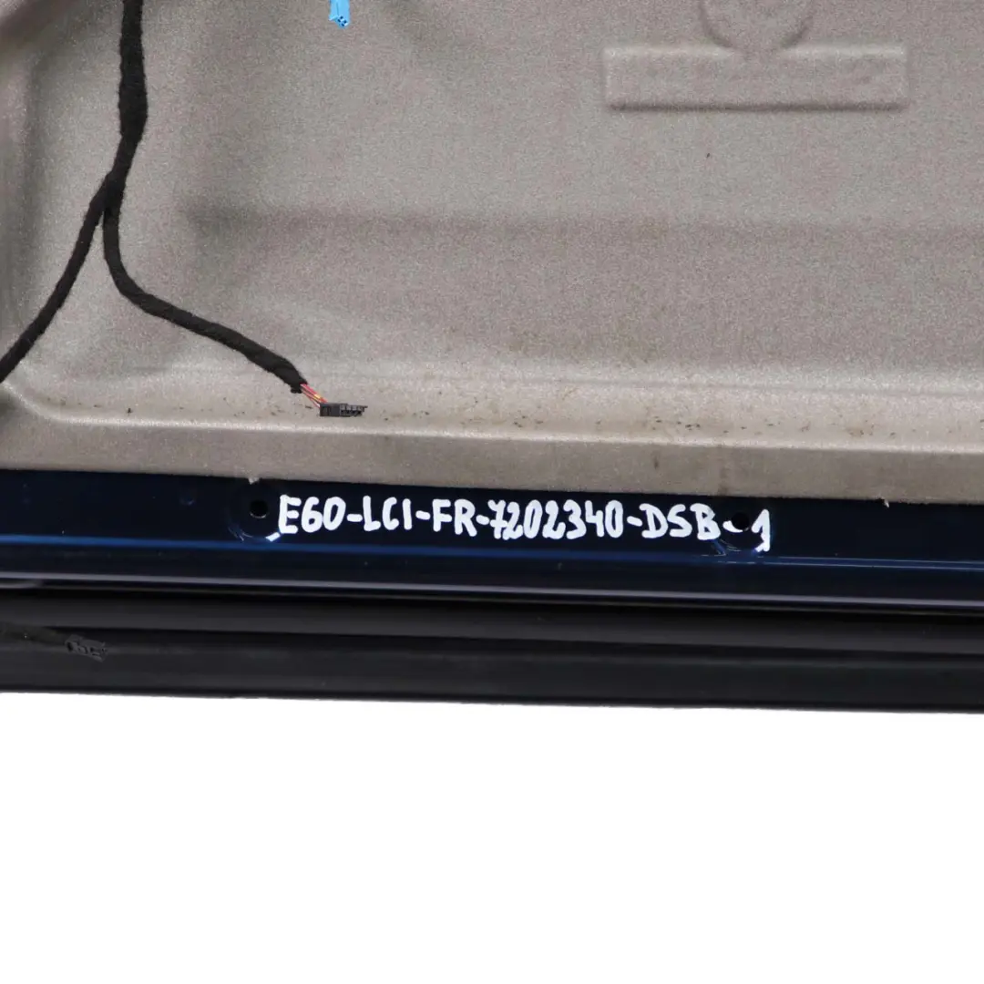 Door Front Right O/S Tiefseeblau Deep Sea Blue - A76 to BMW 5 Series E60 E61 with Part number 7202340 BMW 5 Series E60 E61 Door Front Right O/S Tiefseeblau Deep Sea Blue - A76 - SKU 7202340-DSB1 - Part number 7202340