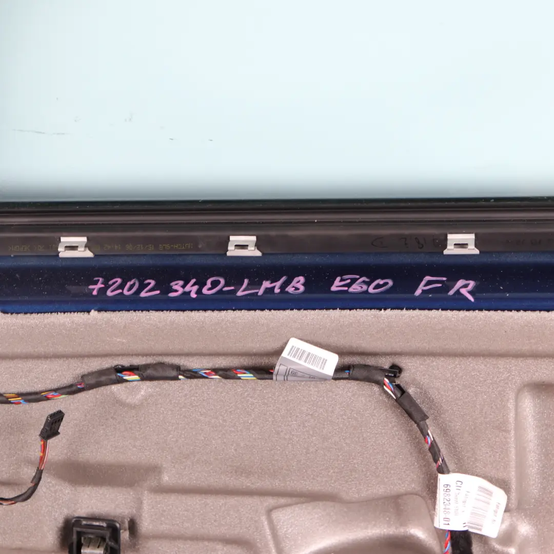 Door Front Right O/S Le Mans Blau Blue Metallic - 381 to BMW E60 E61 with Part number 7202340 BMW E60 E61 Door Front Right O/S Le Mans Blau Blue Metallic - 381 - SKU 7202340-LMB - Part number 7202340